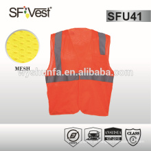 Colete de segurança de transporte barato com malha de tecido, vários bolsos na frente, ANSI / ISEA 107-2010 CLASS 2